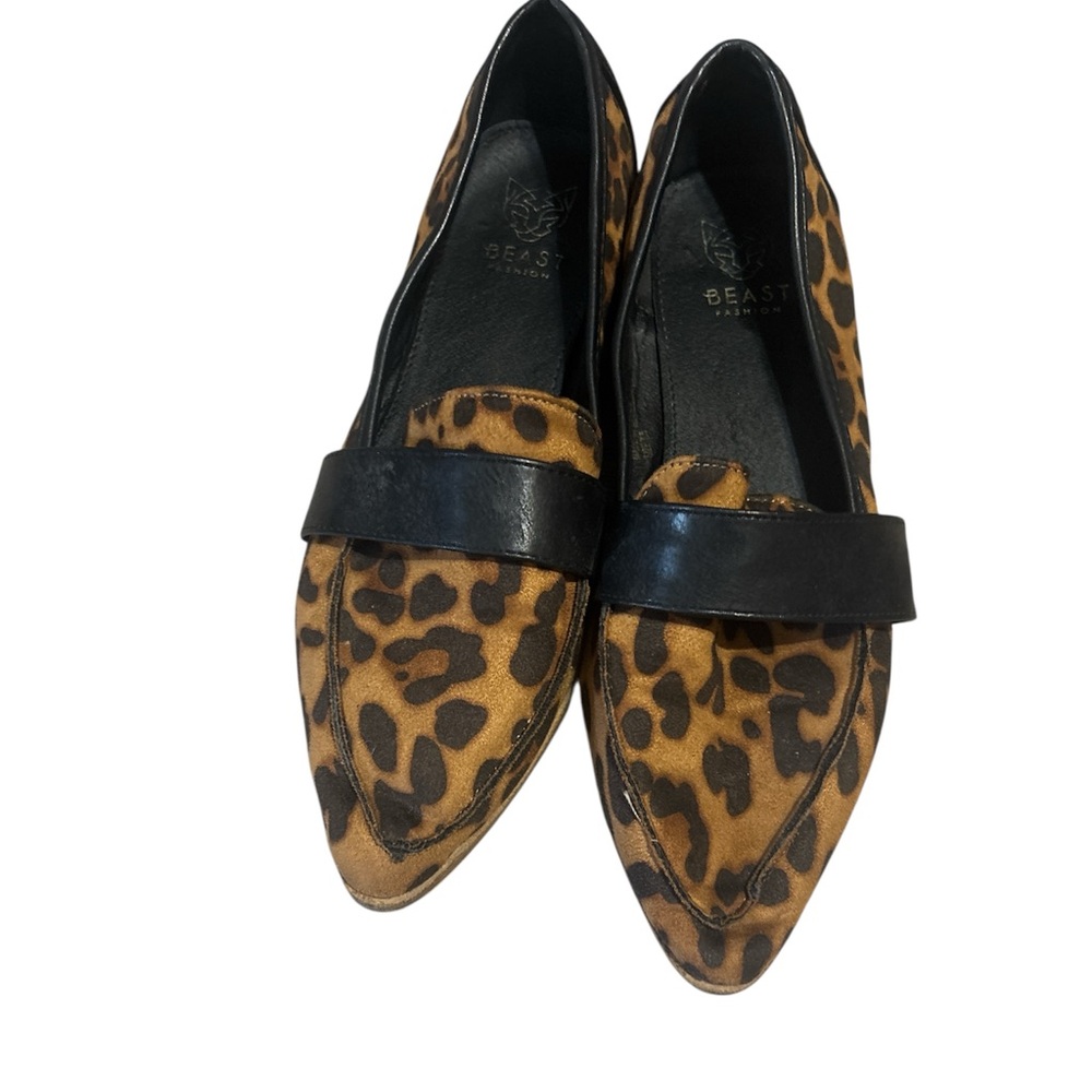 BEAST FASHION Animal Print Flats with Black Accent